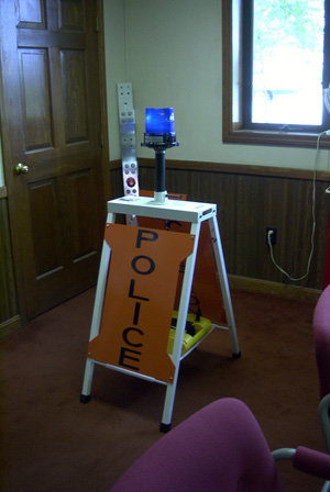 Police sign with light